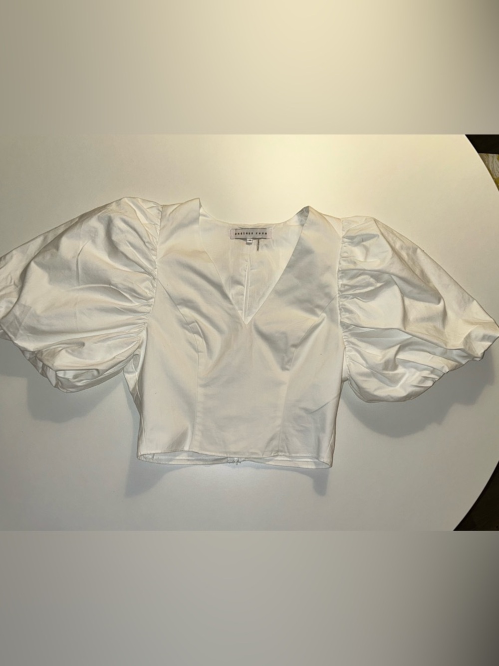 Endless Rose White Puff-Sleeve V-Neck Crop Top